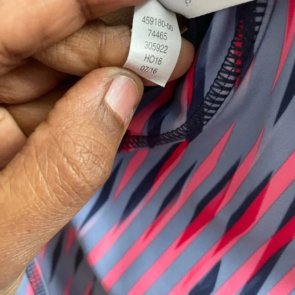 Athleta Double Dare Racerback Multicolor Pink Purple Blue Pad Sports Bra XS - Picture 2 of 7